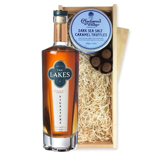 The Lakes Signature Single Malt Whisky 70cl And Dark Sea Salt Charbonnel Chocolates Box